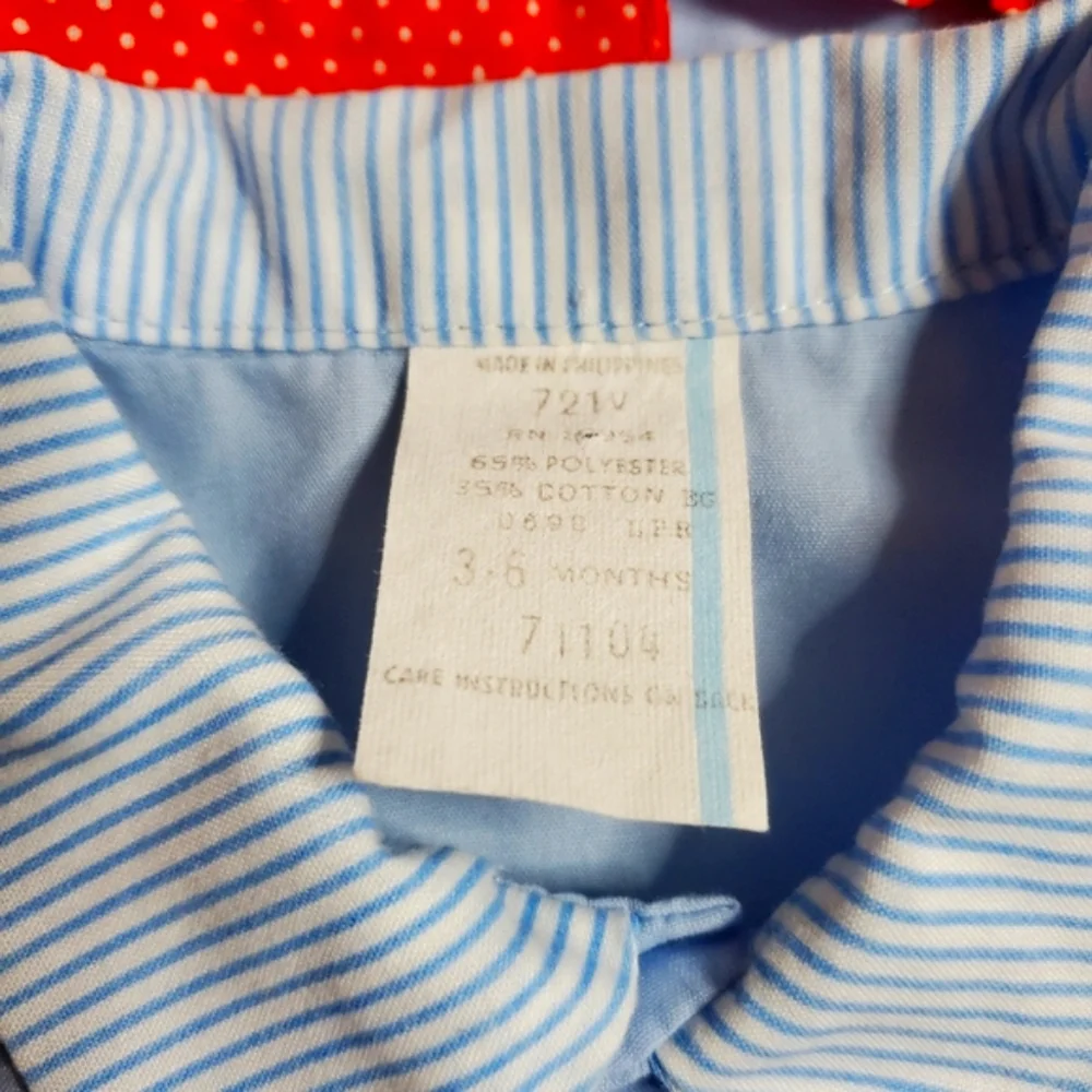 Vintage Baby Togs 2 Piece Romper & Shirt Blue|Red Baby Boys 3-6 Months
